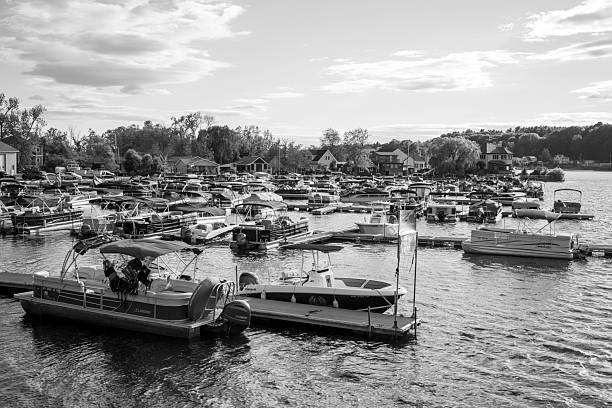 Saratoga Springs, USA - August 30, 2025. Marina at Saratoga Lake, Saratoga Springs, New York, USA