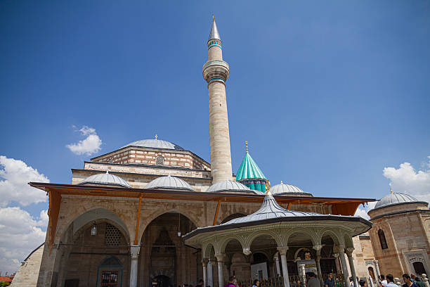 Traditional Ottoman architecture of Mevlana Rumi Mosque, an important cultural and religious landmark in Konya, Turkey