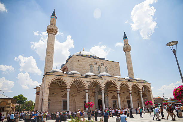 Traditional Ottoman architecture of Mevlana Rumi Mosque, an important cultural and religious landmark in Konya, Turkey