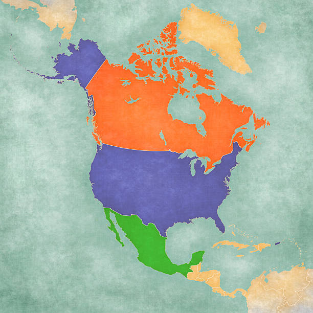 istock Map of North America - USA, Canada and Mexico 2254401606