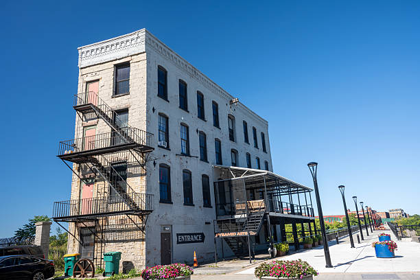 Rochester, USA - August 31, 2025. Historic building at High Falls in Rochester, New York, USA