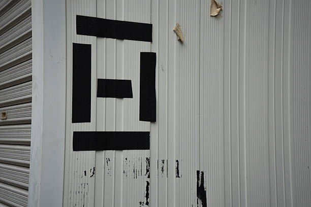 istock Black tape on the wall 2254407381