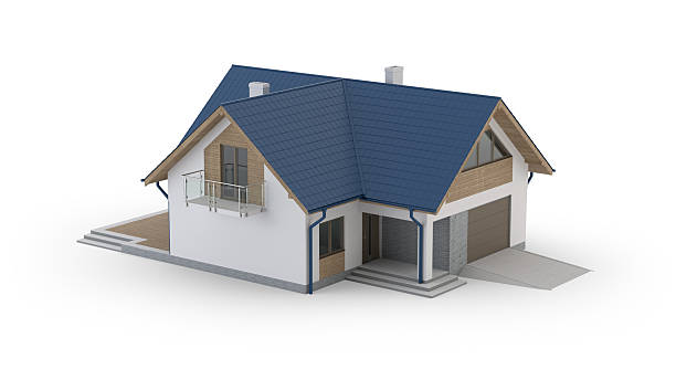 istock Modern House, 3D Illustration on White Background 2254411272