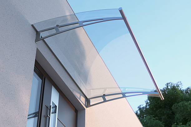 istock Glass canopy over the front door, 3d illustration 2254411318