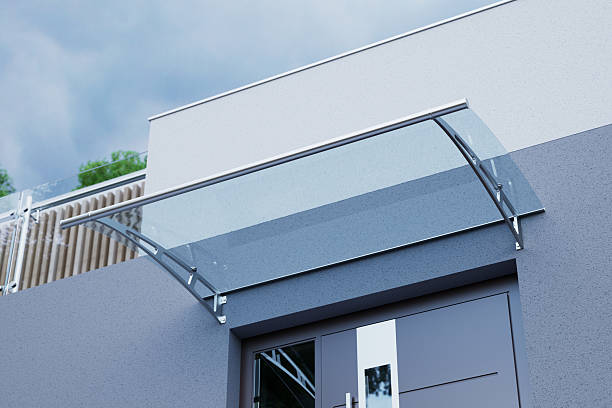 istock Glass canopy over the front door, 3d illustration 2254411319