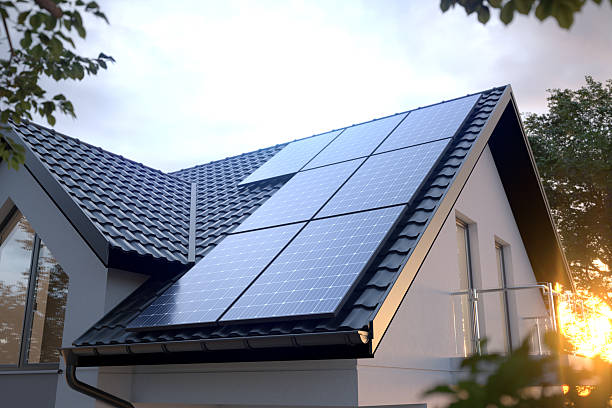 istock Solar panels on the roof, 3D illustration 2254411341