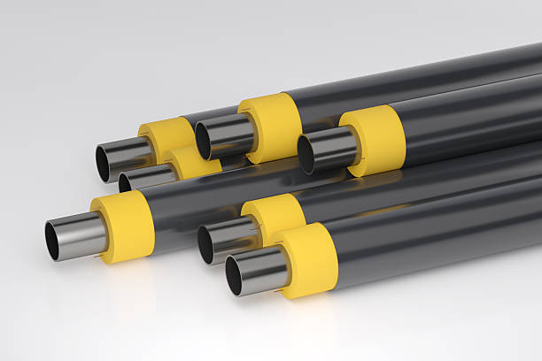 istock Pre-insulated Steel Pipes for District Heating – 3D Illustration 2254412769