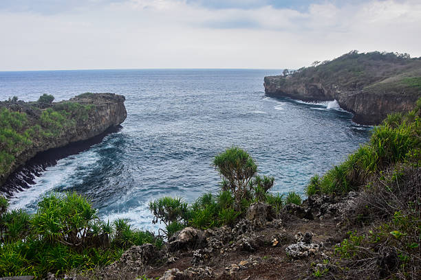 istock High Angle View of Green Coastal Cliff Jutting into Blue Ocean 2254424932