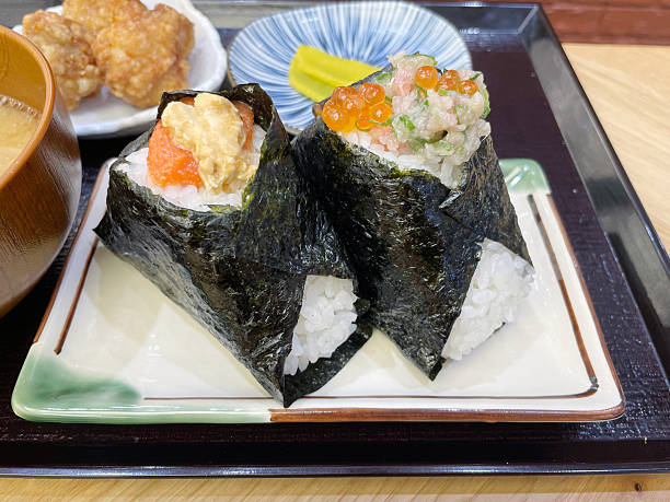 istock Scallion Tuna and Salmon Roe Rice Ball Spicy Cod Roe Cream Cheese Rice Ball 2254437984