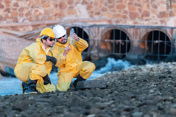 istock Workers collect water samples at a industrial site near a river during late afternoon 2254439004