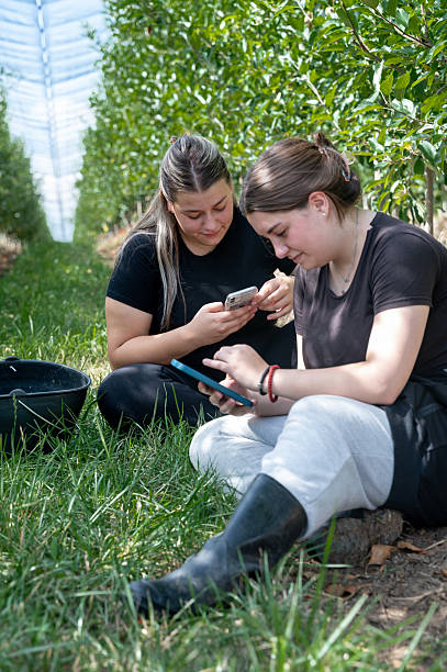 istock Two girls in an orchard. 2254440762