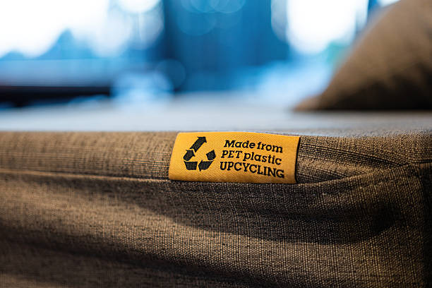 istock PET Plastic upcycling product label tag. 2254447459