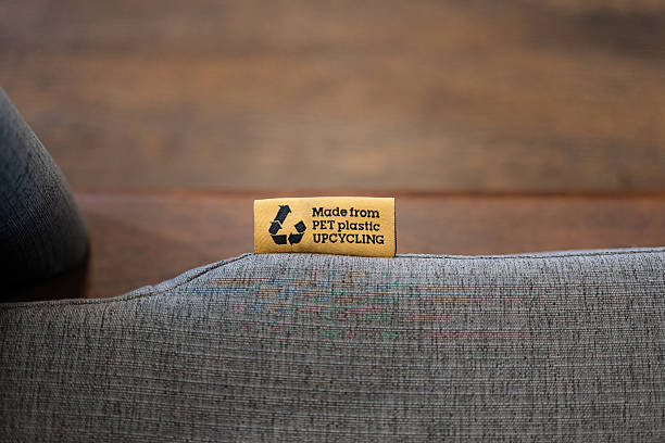 istock PET Plastic upcycling product label tag. 2254447464