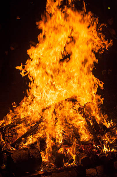 istock The bright orange flames of a campfire at night 2254452007