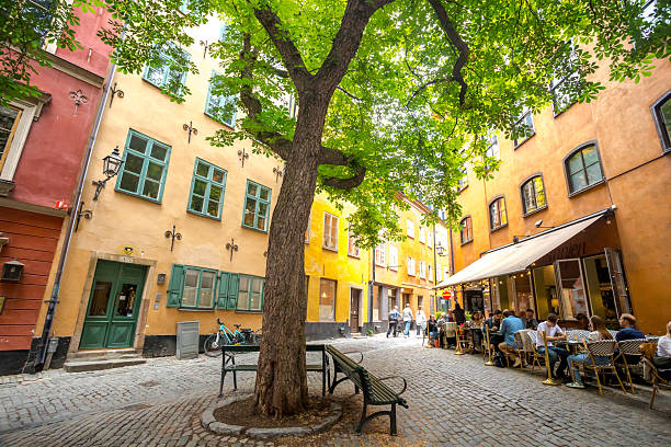 Stockholm, Sweden - June, 18, 2025: People enjoy delicious food in the pleasant restaurant \