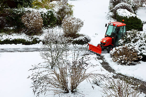 Snow, winter landscape, germany, January. Snowplow.