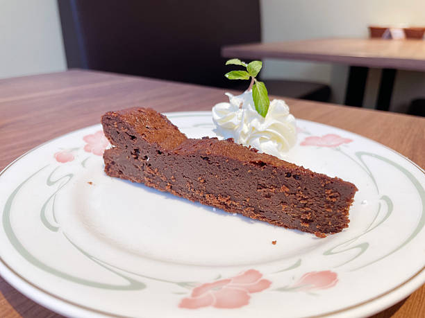 Served with whipped cream sauce for the chocolate cake