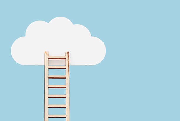 istock Career growth and success concept with ladder reaching cloud 2254465720
