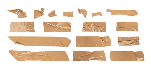 istock Brown scotch tape set, adhesive tape pieces isolated 2254467629