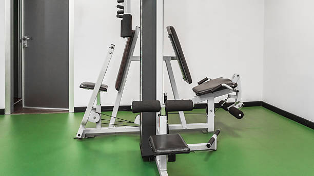 istock Gym equipment setup for exercise routine in a fitness space 2254476514
