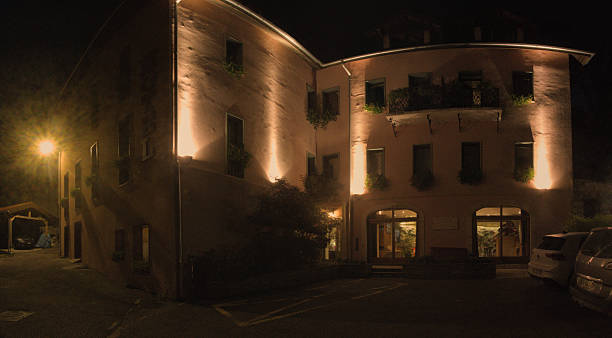 Dark town at night, Italy, Borgosesia