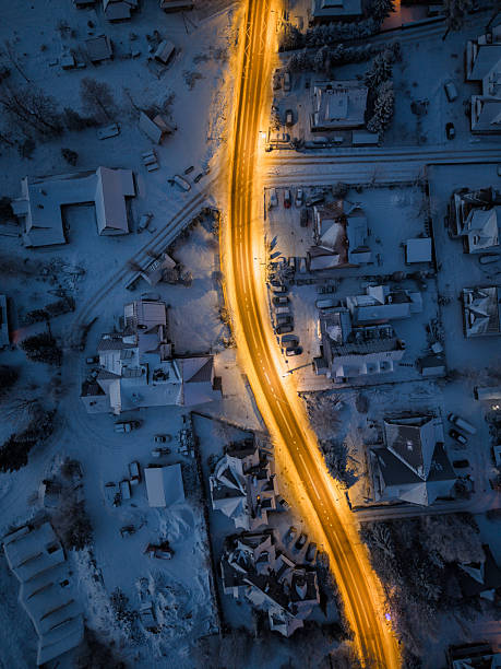 istock Long Curved Road at Night 2254481152