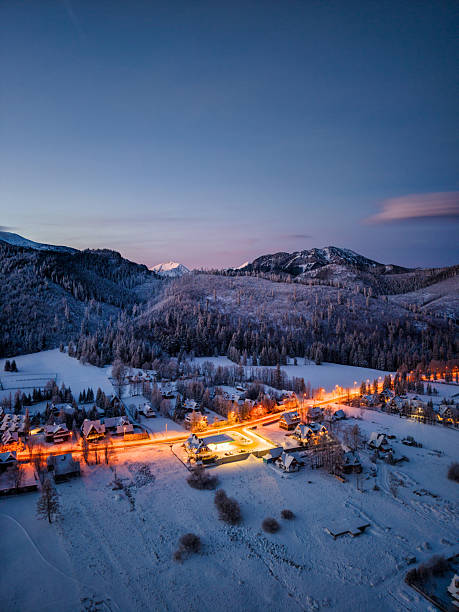 istock Nighttime Snowy Village 2254481153