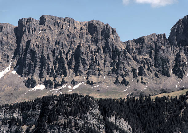 Rugged mountain of the Swiss Alps seen from Achönladen in Sankt Gallen