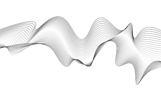 ilustrații de stoc cu linii negre ondulate izolate pe un fundal abstract alb. experiență în inteligență artificială. - compozit digital