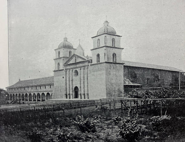 istock Antique illustration - Santa Barbara Mission in Southern California 2254489982