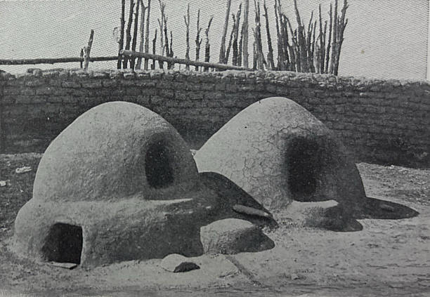 Antique illustration pre 1900 - an outdoor oven in New Mexico