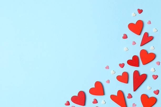 istock Red hearts on blue background. Valentine's Day 2254492246
