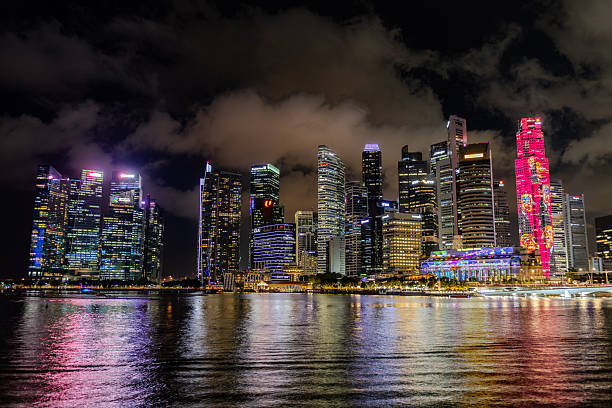 Skyline of downtown of Singapore city at night