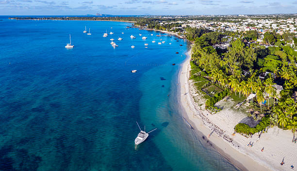 istock Aerial panoramic view of Mont Choisy Beach 2254496525