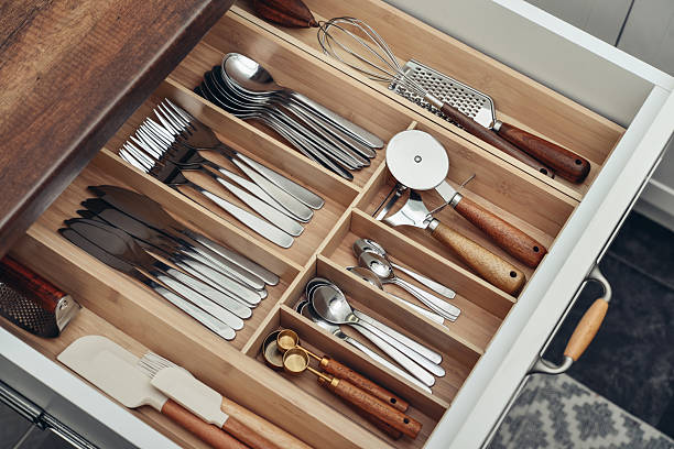 istock Bamboo organizer with cutlery in kitchen drawer 2254496630