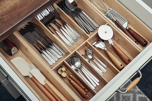 istock Bamboo organizer with cutlery in kitchen drawer 2254496631