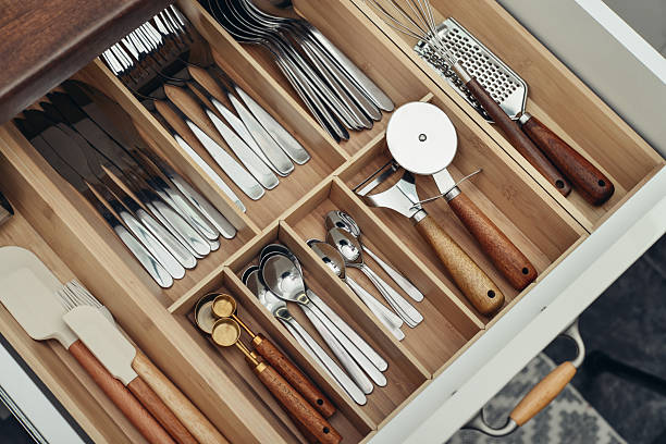 istock Bamboo organizer with cutlery in kitchen drawer 2254496637