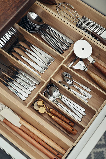 istock Bamboo organizer with cutlery in kitchen drawer 2254496640