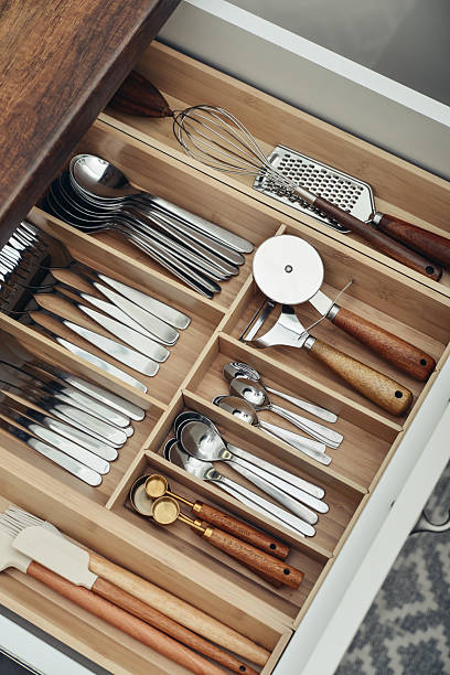 istock Bamboo organizer with cutlery in kitchen drawer 2254496641