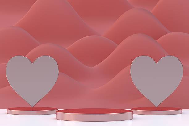 istock Pink Abstract 3D Podium Background with Soft Wavy Shapes, Blank Scene, Empty Product Stand 2254496805