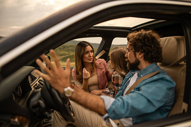 istock Family arguing in car during road trip 2254496843