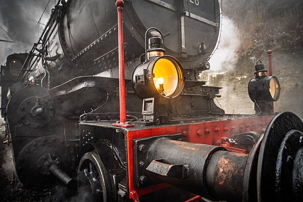 Steam locomotive close up.