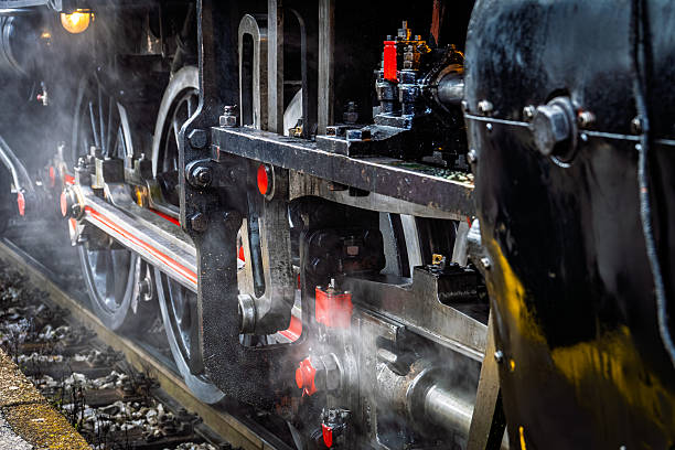 Steam locomotive close up.