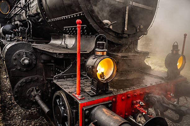 Steam locomotive close up.