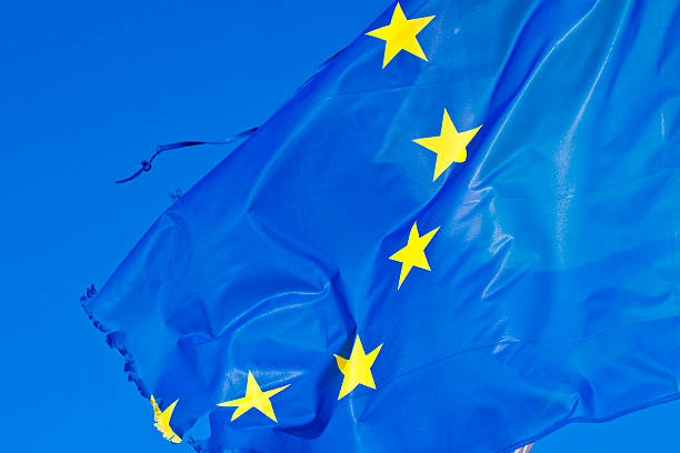 European flag flaping.