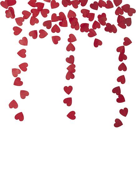 istock Red Paper Hearts background on White Background. Romantic Flat Lay for Valentines Day or Wedding Decor 2254502366
