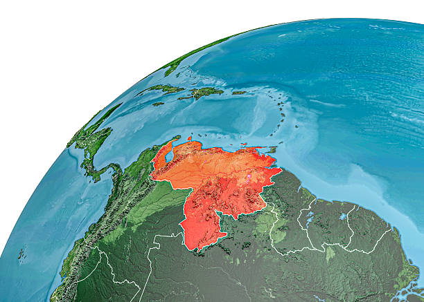 istock Map of South America, Venezuela globe map 2254502696