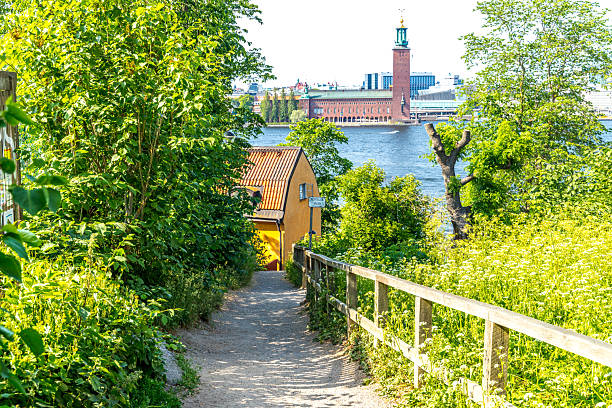A view of Stockholm's cityhall across the bay from the Mariaberget