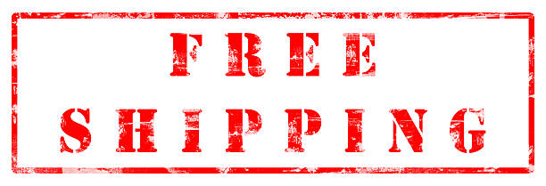 Red grunge style Free Shipping stamp illustration isolated on a white background. Conceptual design commonly used for e-commerce, online shopping, retail promotions, delivery services, logistics marketing, discounts, and special offers. Clean layout with copy space suitable for advertisements, banners, and commercial design projects.