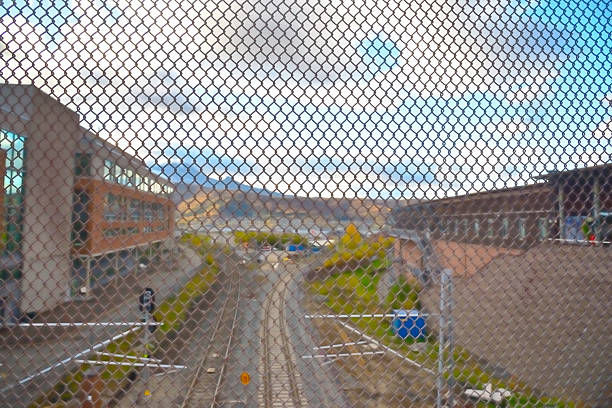 istock Fence View of Train Tracks in Narvik Norway From Above 2254515621